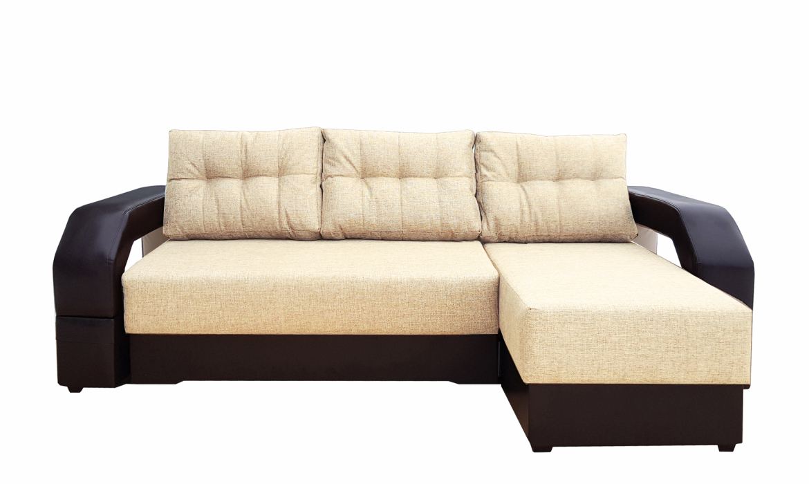 Диваны угловые, Диван угловой Манчестер 160 с подсветкой, правый, рогожка/экокожа