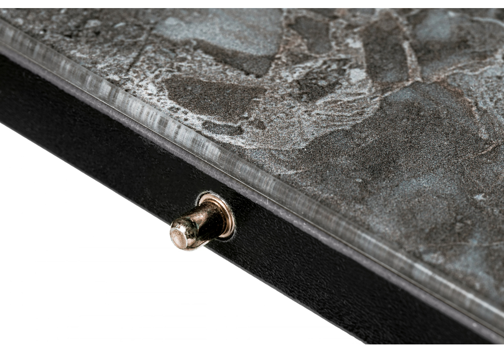 Обеденные столы, Стол стеклянный Агни 110 королевский мрамор/черный матовый 