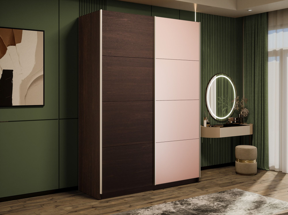 Шкафы-купе 2-х дверные, Шкаф-купе Прайм 2-х дверный ДСП/Стекло пудра/Доводчики 160х57х230