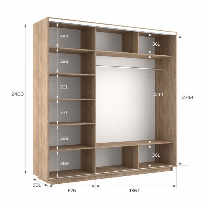 Шкафы-купе 3-х дверные, Шкаф-купе Экспресс 3-х дверный Фотопечать Калейдоскоп Стекла 210х60х240