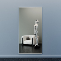 Зеркала в спальню, Дизайнерское настенное напольное зеркало GENGLASS Halfeo XL в металлической раме