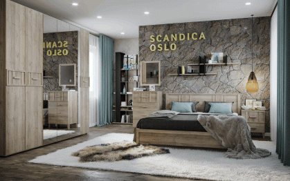 Спальня Scandica Oslo (модуль 306) Кровать 180*200 с орт.осн.