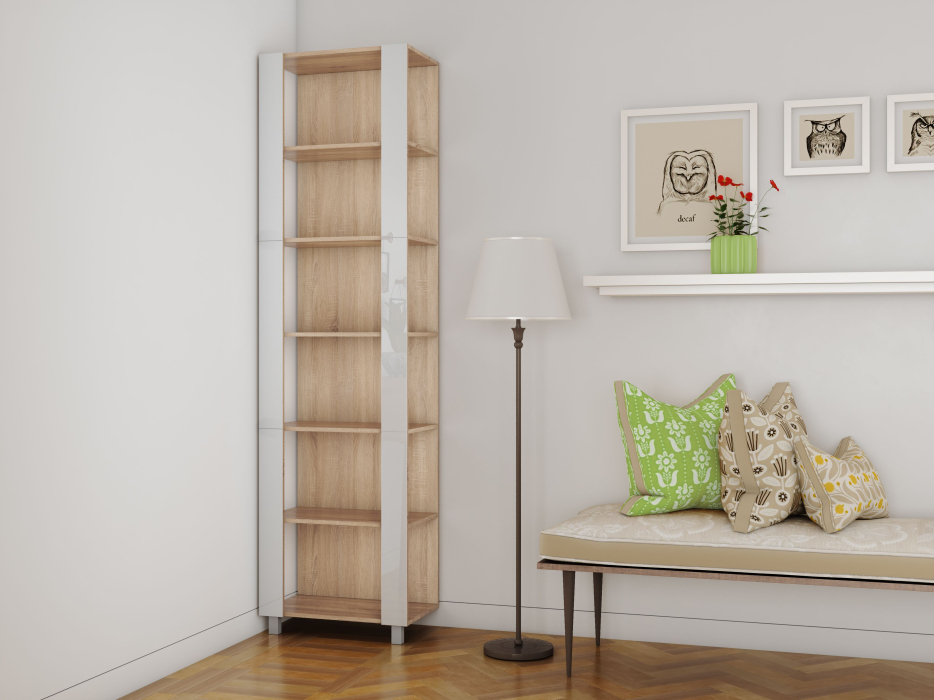 Открытые, Стеллаж модульный Универсальный 35х60х240 Белое стекло