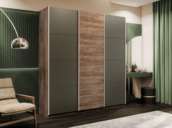 Шкаф-купе Прайм 3-х дверный Стекла хаки/ДСП/Доводчики 210х57х230