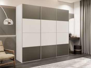 Шкаф-купе Эста 3-х дверный ДСП/Стекла хаки/Доводчик 270х66х240