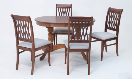 Обеденная группа стол Бизе со стульями Рич, орех, серый