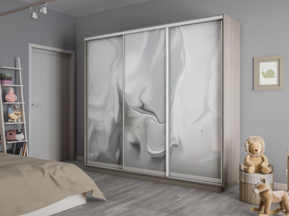 Шкафы-купе 3-х дверные, Шкаф-купе Экспресс 3-х дверный Фотопечать Шелк Стекла 180х60х240