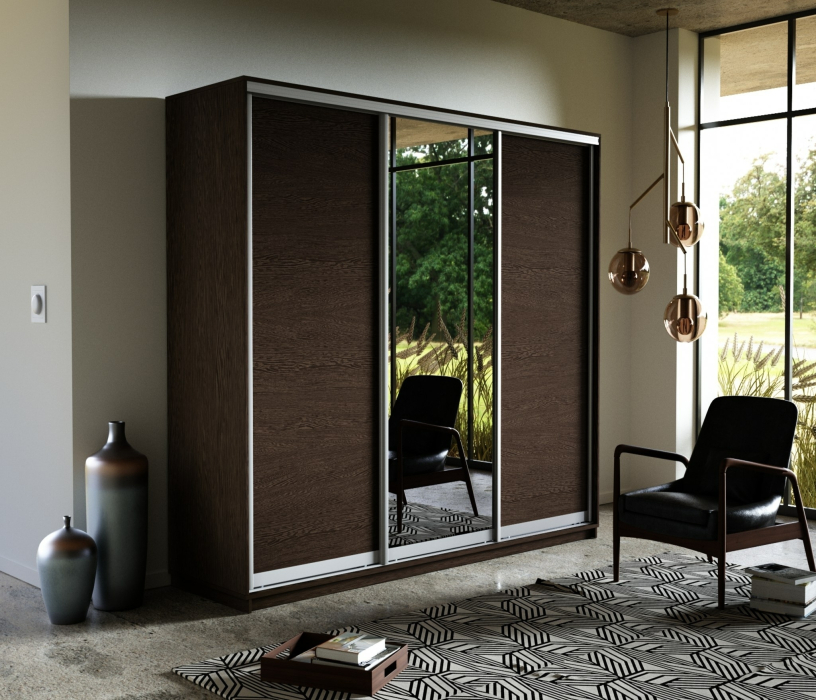 Шкафы-купе, Шкаф-купе Экспресс Медиум (1 зеркало) трио 2400 x 2400 x 600