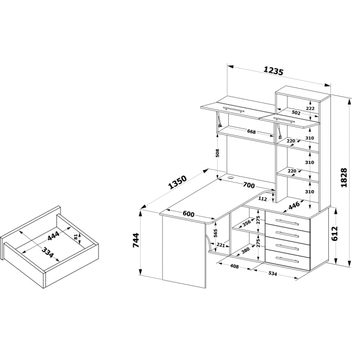Угловые компьютерные столы, Компьютерный стол КСТ-14П правый