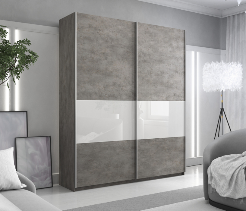 Шкафы-купе 2-х дверные, Шкаф-купе Прайм ДСП/Стекло белое, 220х57х230