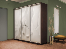 Шкафы-купе 3-х дверные, Шкаф-купе Экспресс 3-х дверный Фотопечать Шелк Стекла 240х60х220