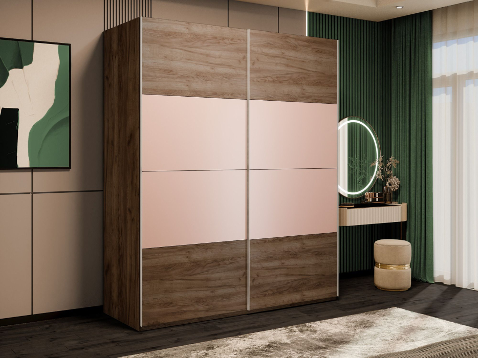 Шкафы-купе 2-х дверные, Шкаф-купе Эста 2-х дверный ДСП/Стекла пудра/Доводчик 160х66х240