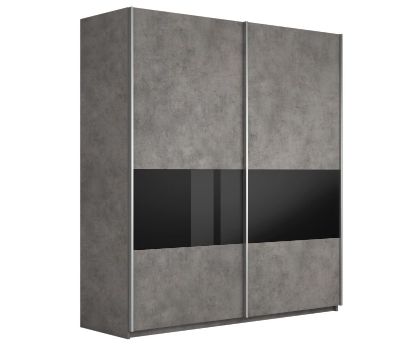 Шкафы-купе 2-х дверные, Шкаф-купе Прайм ДСП/Стекло черное, 220х57х230