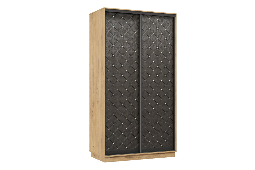 Шкафы-купе 2-х дверные, Шкаф-купе Премьер 09 (01РЧ;01РЧ) фасады ромб чёрный/двухдверный/Профиль чёрный муар