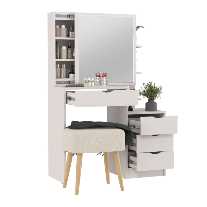 С зеркалом, Набор мебели в спальню из трюмо 4-25911 и банкетки Полли
