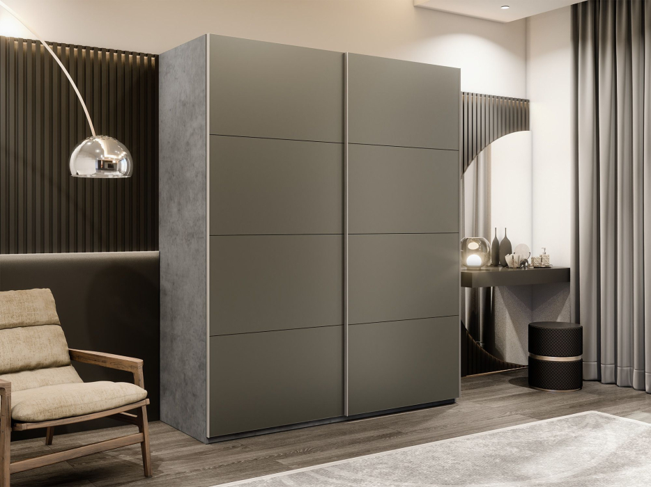 Шкафы-купе 2-х дверные, Шкаф-купе Эста 2-х дверный Стекла хаки/Доводчик 180х66х240