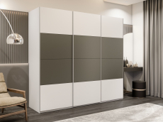 Шкафы-купе 3-х дверные, Шкаф-купе Эста 3-х дверный ДСП/Стекла хаки/Доводчик 300х66х240