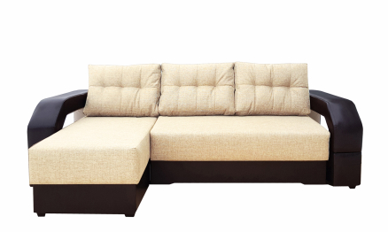 Диван угловой Манчестер 150 с подсветкой, левый рогожка/экокожа