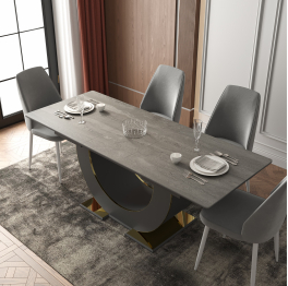 Стол Монако, столешница керамогранит (1600/2000х900х820) золото