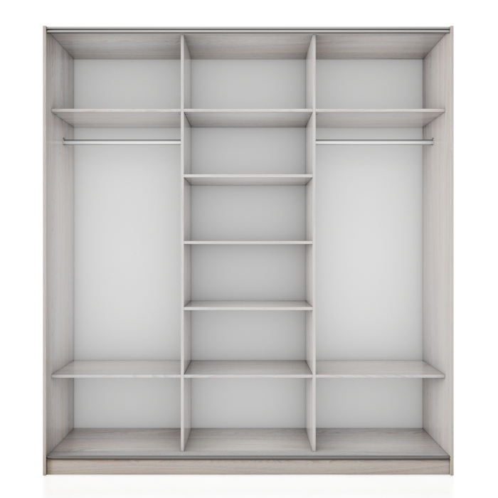 Шкафы-купе 3-х дверные, Шкаф-купе Прайм 3-х дверный Зеркала/Стекло белое/Доводчики 210х57х230