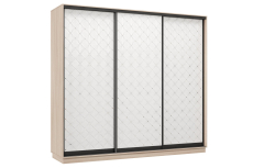 Шкафы-купе 3-х дверные, Шкаф-купе Премьер 60 (01РБ;01РБ;01РБ) фасады ромб белый/трёхдверный/Профиль чёрный муар