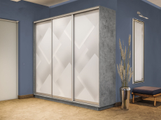 Шкафы-купе 3-х дверные, Шкаф-купе Экспресс 3-х дверный Фотопечать Квадрат Стекла 180х45х220