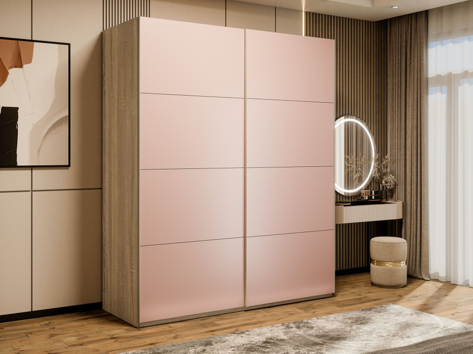 Шкафы-купе 2-х дверные, Шкаф-купе Эста 2-х дверный Стекла пудра/Доводчик 160х66х240