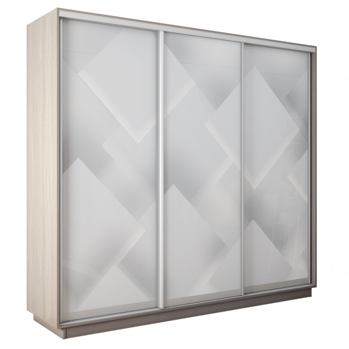 Шкафы-купе 3-х дверные, Шкаф-купе Экспресс 3-х дверный Фотопечать Квадрат Стекла 210х60х240