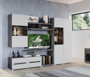 Шкаф Уна Лофт ШК-2807, черный ясень, милк