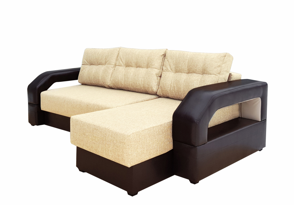 Диваны угловые, Диван угловой Манчестер 150 с подсветкой, правый, рогожка/экокожа