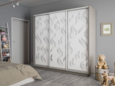 Шкафы-купе 3-х дверные, Шкаф-купе Экспресс 3-х дверный Фотопечать Ленты Стекла 210х45х220