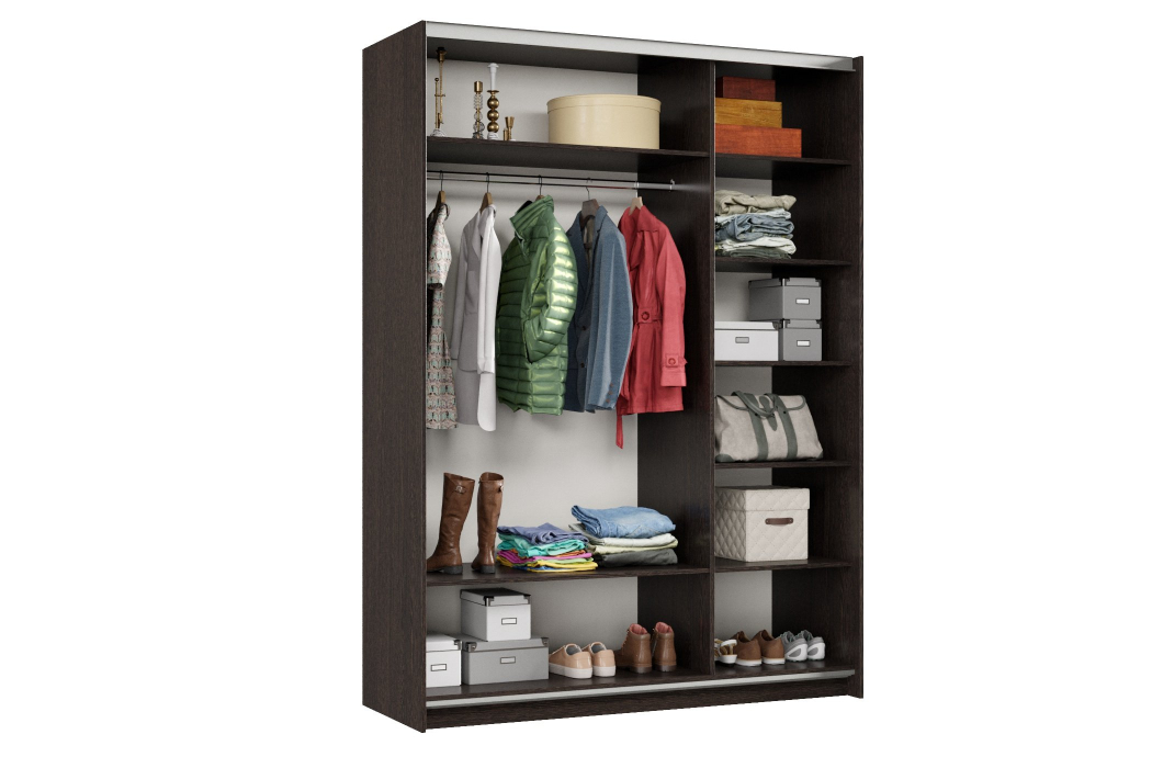 Шкафы-купе 2-х дверные, Шкаф-купе Smart 1624 2х дверный (фасады ЛДСП,зеркало) профиль серебро