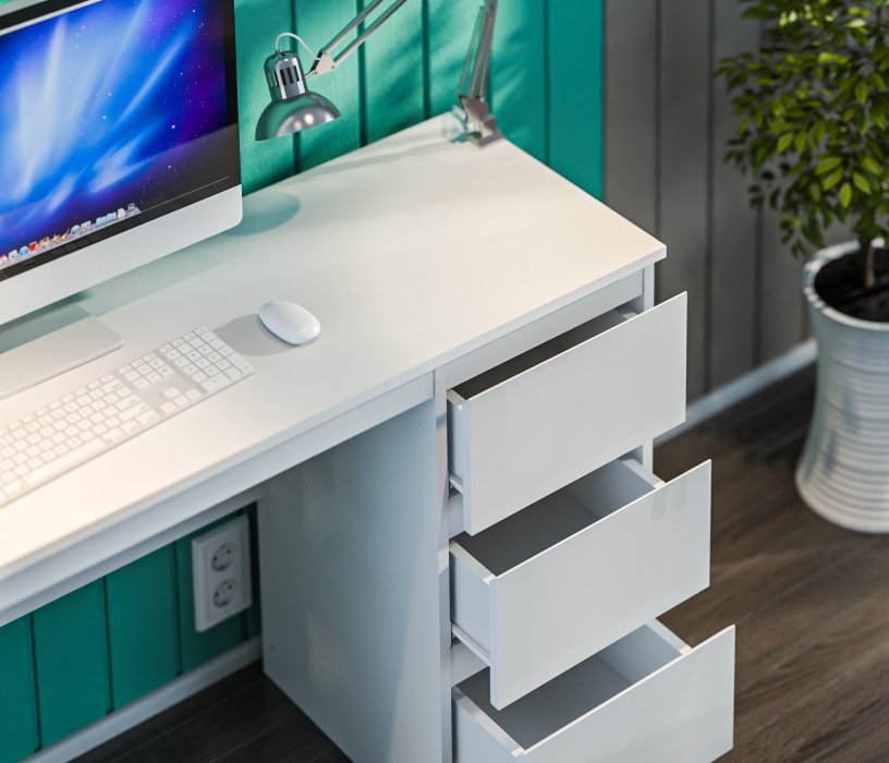 Прямые компьютерные столы, Стол Медея СБ-3337 Белый