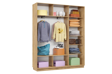 Шкаф-купе Премьер 21 (11ЗГ;11ЗГ;11ЗГ) фасады зеркало графит/трёхдверный/Профиль чёрный муар