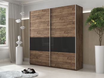 Шкаф-купе Прайм 2х дверный ДСП/Стекло черное 160х57х230