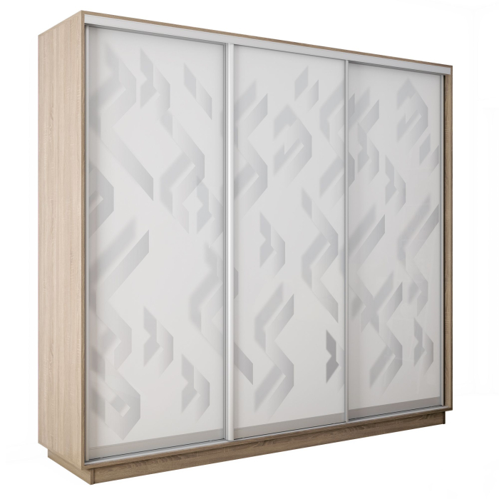 Шкафы-купе 3-х дверные, Шкаф-купе Экспресс 3-х дверный Фотопечать Ленты Стекла 240х60х240