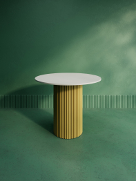 Стол круглый обеденный с золотым металлическим подстольем TRUBIS Wood L 90 