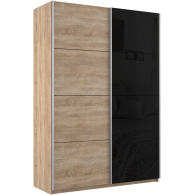 Шкафы-купе 2-х дверные, Шкаф-купе Прайм 2х дверный ДСП/Стекло черное 140х57х230