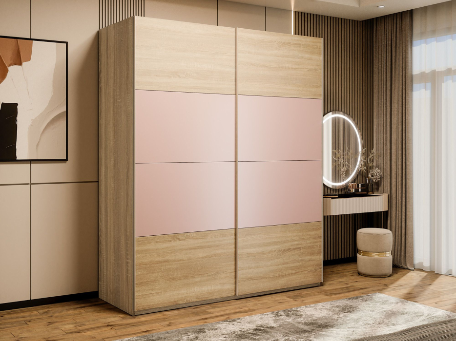 Шкафы-купе 2-х дверные, Шкаф-купе Эста 2-х дверный ДСП/Стекла пудра/Доводчик 180х66х240