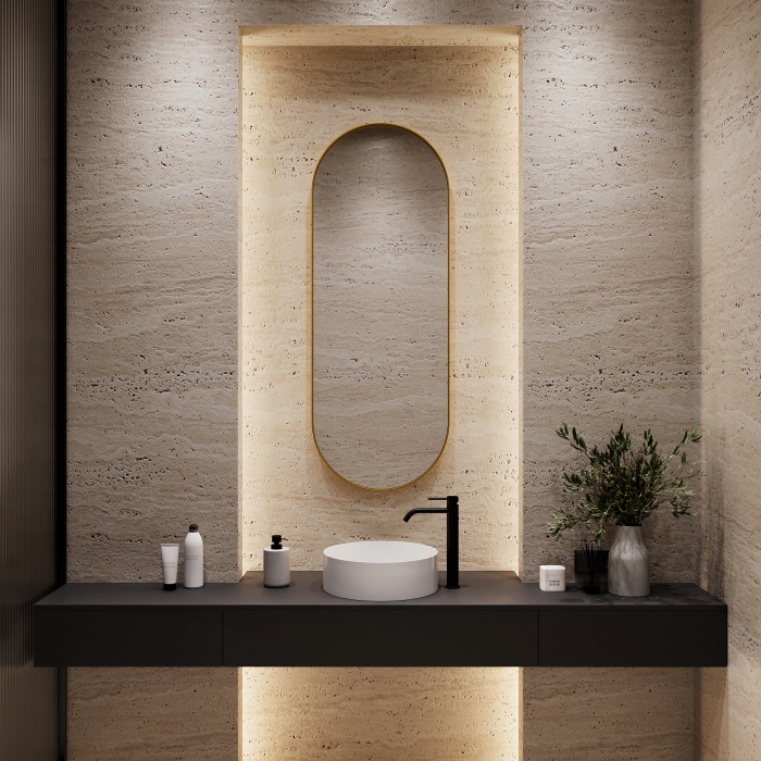 Зеркала в спальню, Дизайнерское настенное зеркало GENGLASS Nolvis M в металлической раме