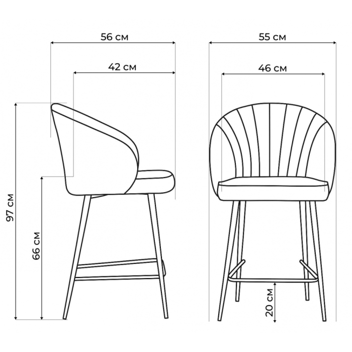 Барные стулья, Стул полубарный на металлокаркасе Бэнбу некрутящийся marseille (чёрный)