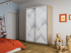 Шкафы-купе 2-х дверные, Шкаф-купе Экспресс 2-х дверный Фотопечать Квадрат Стекла 140х60х220