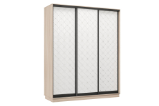 Шкафы-купе 3-х дверные, Шкаф-купе Премьер 23 (01РБ;01РБ;01РБ) фасады ромб белый/трёхдверный/Профиль чёрный муар