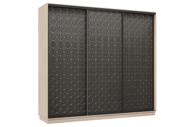 Шкаф-купе Премьер 35 (01РЧ;01РЧ;01РЧ) фасады ромб чёрный/трёхдверный/Профиль чёрный муар