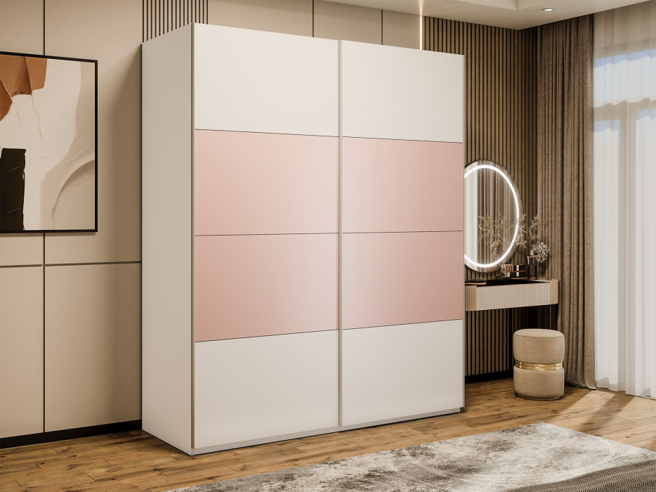 Шкафы-купе 2-х дверные, Шкаф-купе Эста 2-х дверный ДСП/Стекла пудра/Доводчик 160х66х240