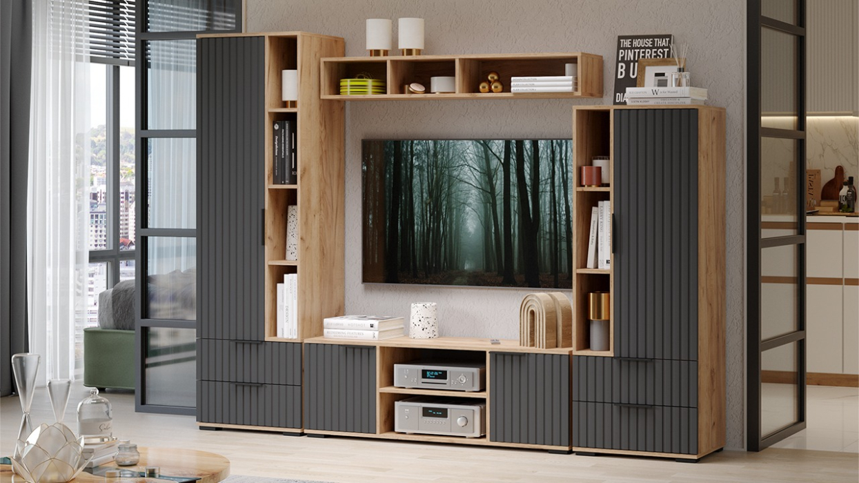 Хилтон, дуб крафт золотой, графит матовый